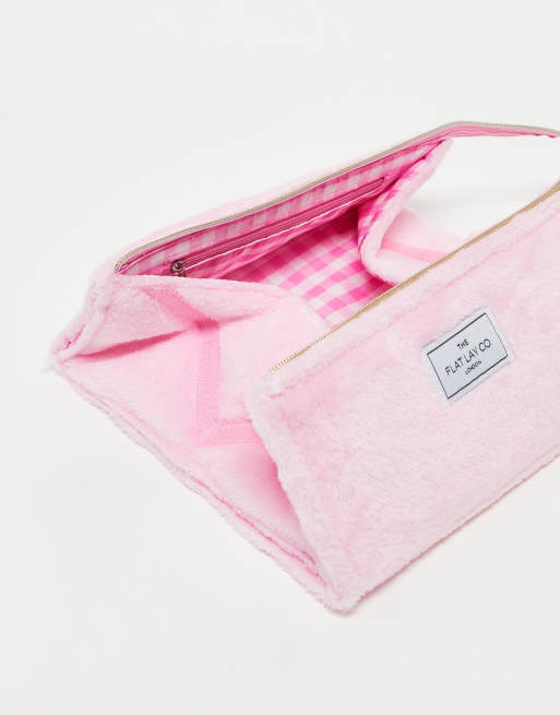 In esclusiva per ASOS - The Flat Lay Co. - Borsa per make-up con coulisse - Rosa a quadretti soffice , 2 di 4