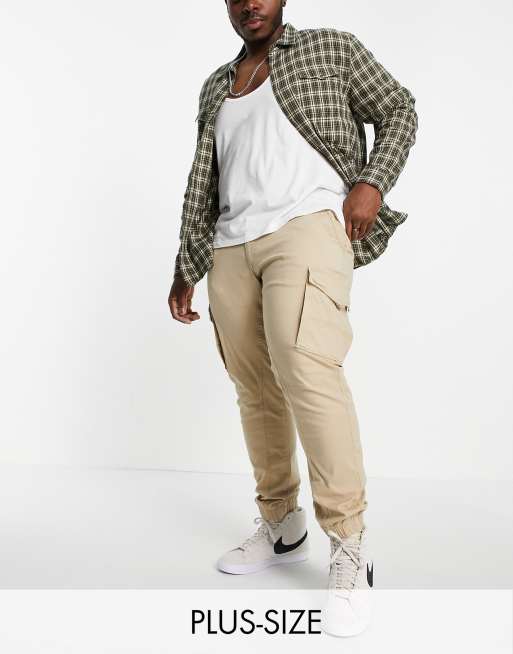 In esclusiva su ASOS - Jack & Jones Intelligence - Pantaloni cargo con fondo elasticizzato in cotone color cuoio - TAN
