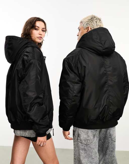 In esclusiva x ASOS - AllSaints - Thornson - Piumino stile bomber unisex oversize nero, 4 di 4