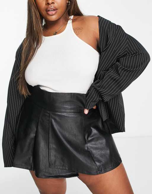 In The Stye Plus Lorna Luxe PU high waisted apron skirt in