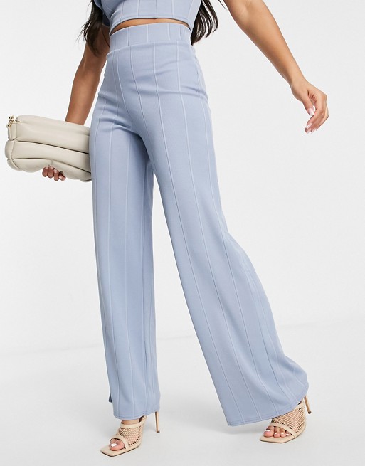 In The Style bandage co-ord wide leg trousers in blue