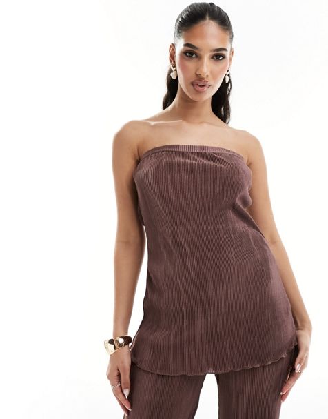 NA-KD v shaped button up corset in brown