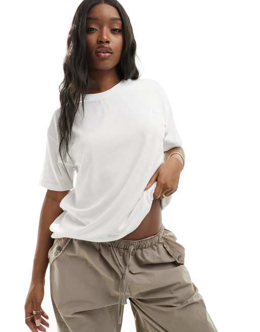 In The Style – Biały T-shirt oversize z napisem fITS