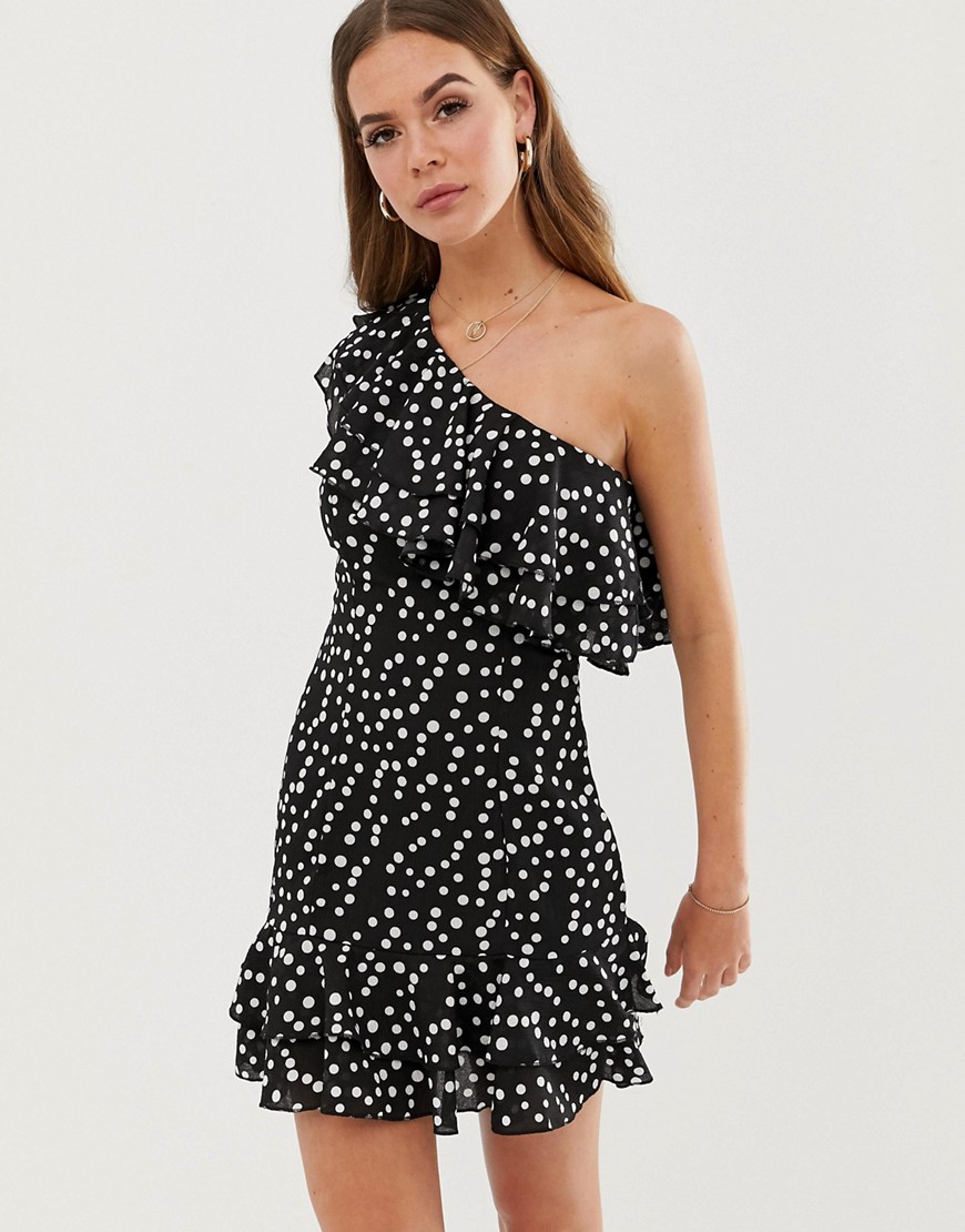 In The Style - Billie Faiers - Gestippelde jurk met blote schouder-Multi