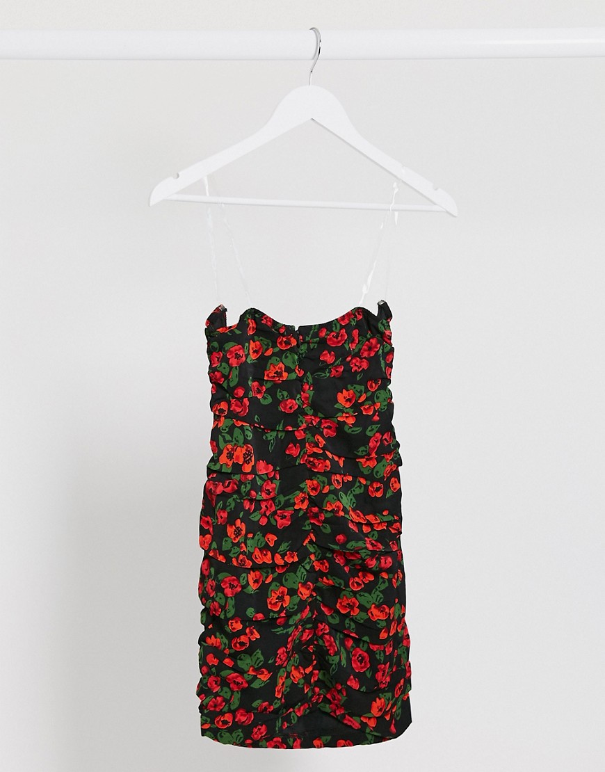 In The Style – Blommig minikjol med korsettdetalj-Flerfärgad