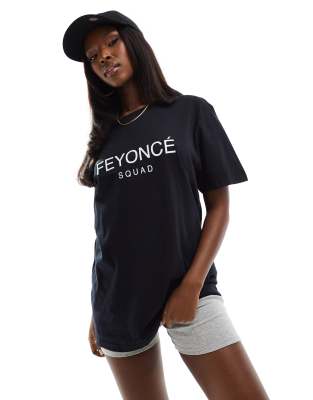 In The Style - Braut-T-Shirt in Schwarz mit „Feyoncé Squad"-Print