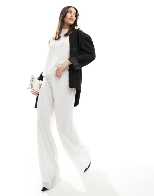 In The Style - Broek met textuur in crème, deel van co-ord set