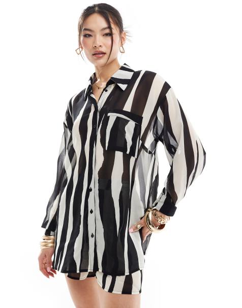 In The Style - Camicia da spiaggia con stampa zebrata in coordinato - view 1