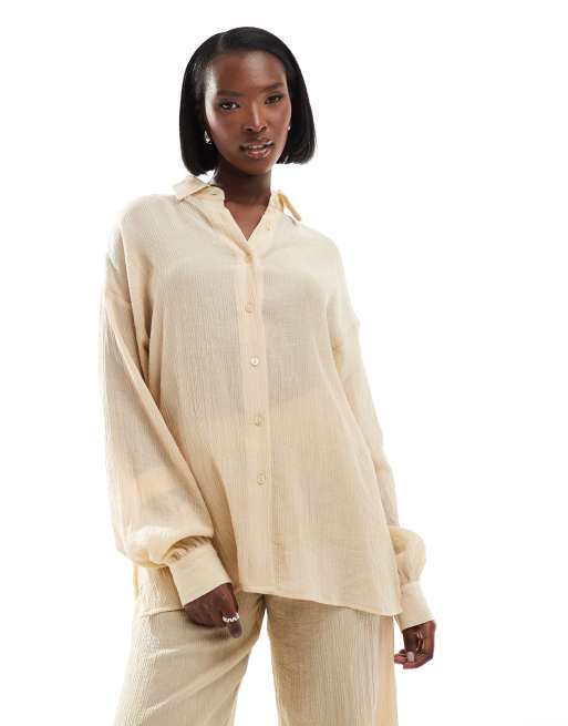 Chemise transparente beige sale