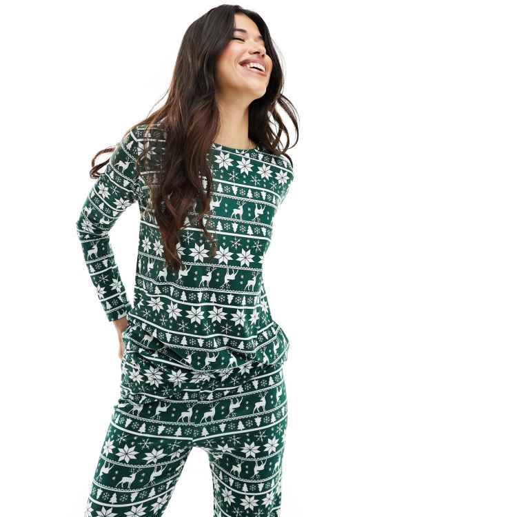 In The Style Christmas pyjama long sleeve top and trousers set in