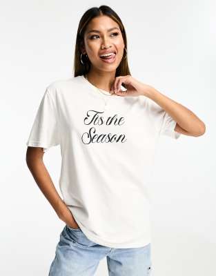 In The Style Christmas tis the season motif t-shirt in white