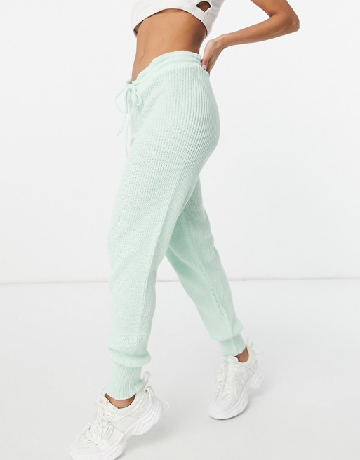 In The Style chunky knitted joggers in sage