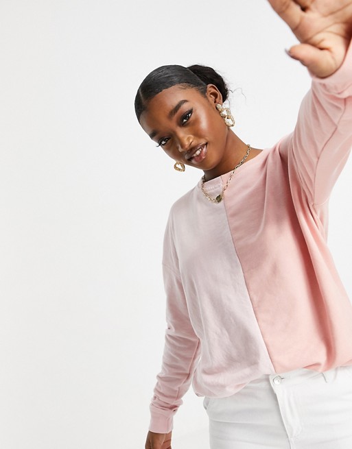 In The Style colourblock sweatshirt in pink