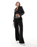 [In The Style] In The Style contrast drawstring waist wide leg side stripe pants in black (part of a set) 6 BLACK