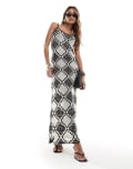 [In The Style] In The Style crochet cami maxi dress in black and white patchwork 6 MONO