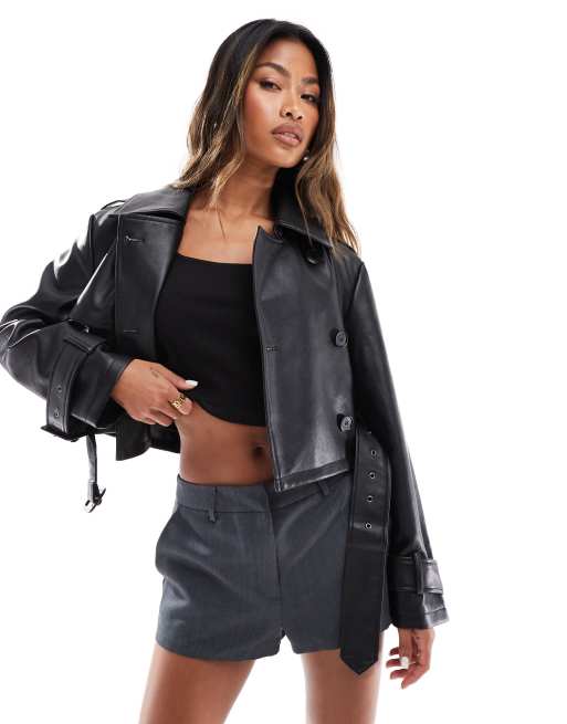 Leather look coats best sale