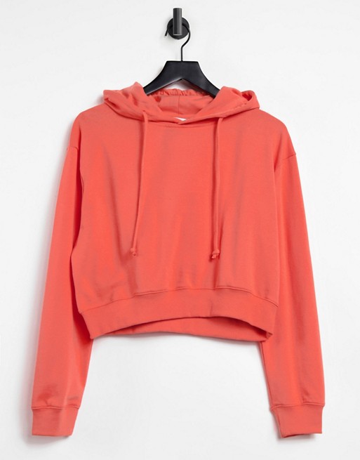 In The Style cropped hoodie in coral