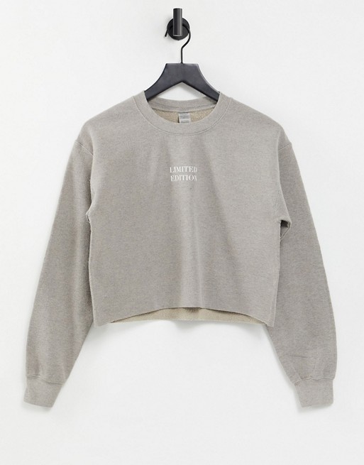 In The Style cropped slogan sweatshirt in stone