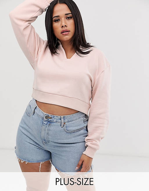 In The Style Curve Fleece Back Open Neck Detail Sweater | ASOS