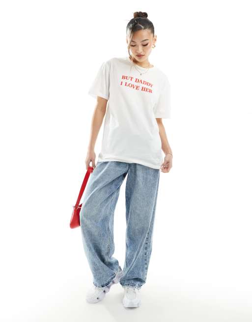 In The Style Daddy I Love Her slogan t-shirt in white, 3 of 4