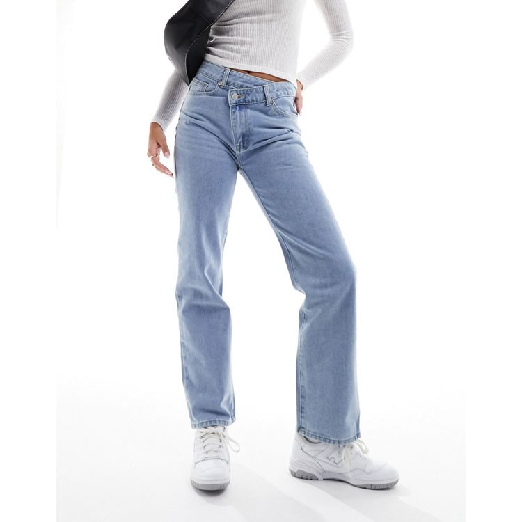 In The Style denim cross waist jeans in blue