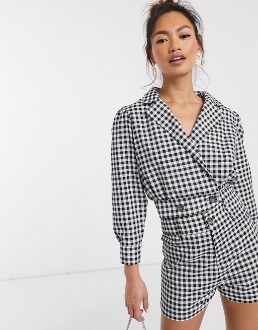 In The Style excluisve cropped blazer jacket co ord in mono check