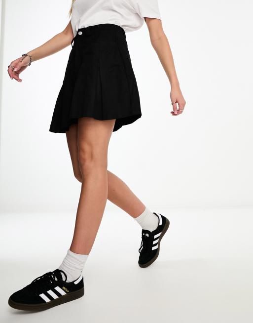 A line black denim mini skirt best sale