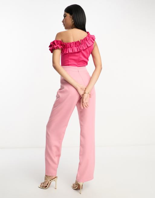 Pink off shoulder store jumpsuit