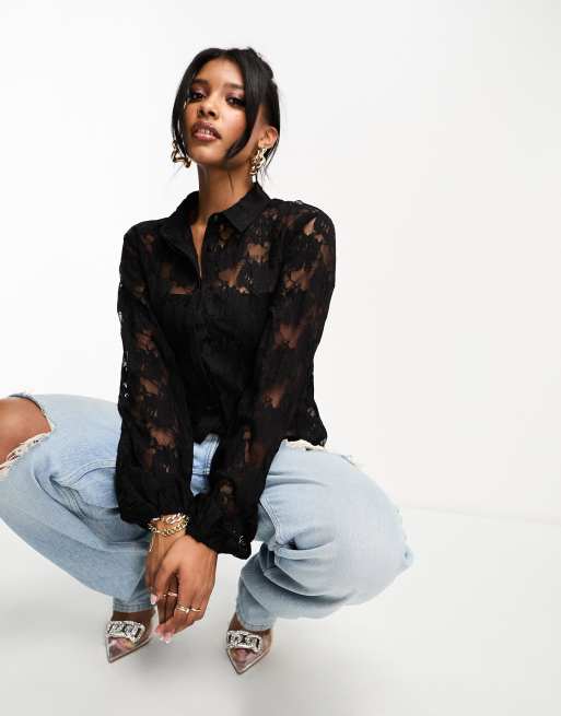 In The Style Exclusive – Czarna koronkowa koszula