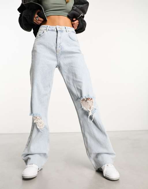 Vintage Jones Sport High-waisted Wide Leg Distressed Women's Jeans