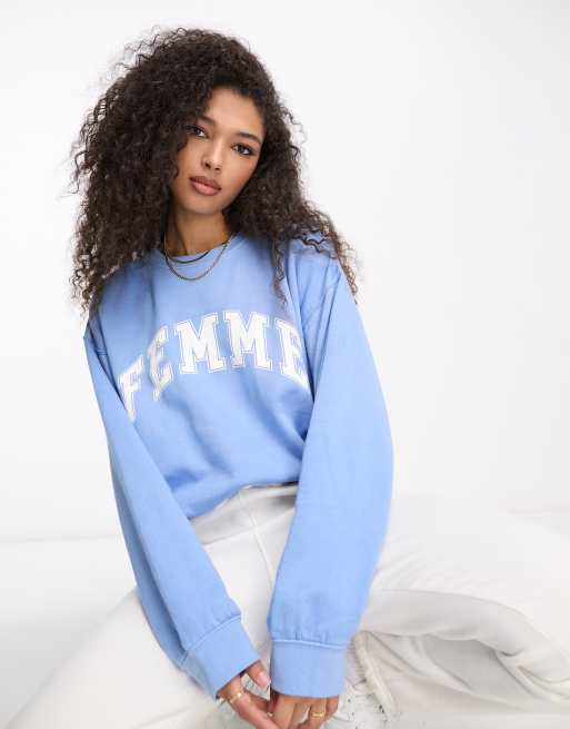 In The Style exclusive femme motif sweatshirt in blue