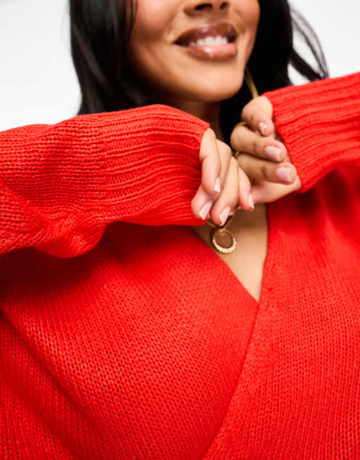 Red wrap hot sale sweater