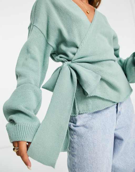 Green on sale wrap sweater