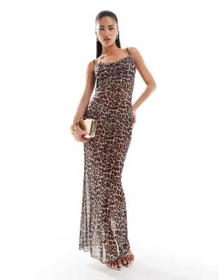 In The Style exclusive mesh cowl neck cami maxi dress