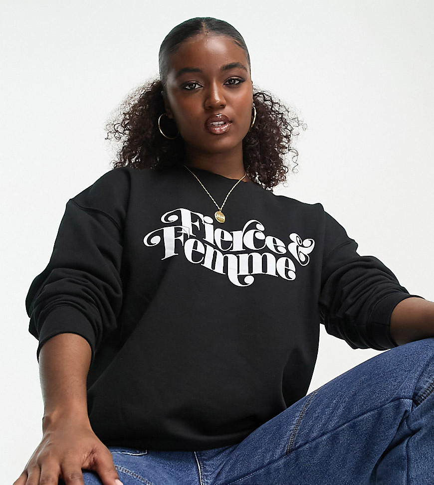 In The Style exclusive motif sweat top in black