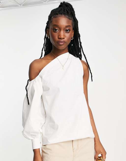 In The Style exclusive one shoulder cut out top in white ASOS