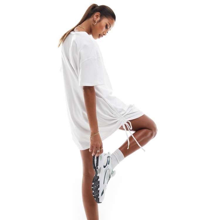 white ruched t shirt dress ASOS DESIGN ruched side T-shirt dress in white