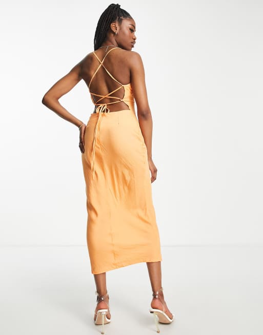 H&m orange hot sale satin dress