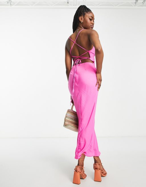 Cowl neck silk satin gown in pink - Saint Laurent