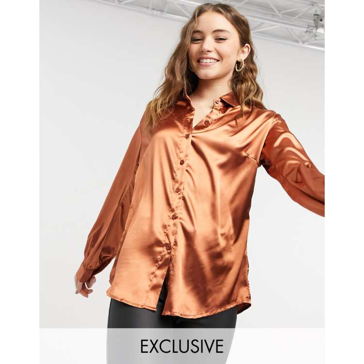 Rust satin hot sale top