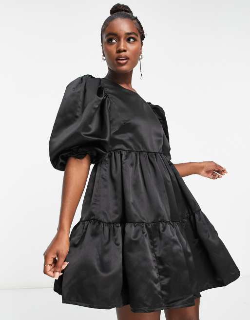 Asos black satin outlet dress