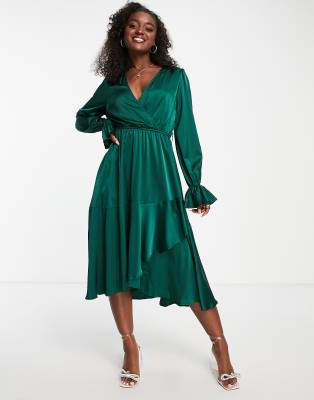 satin wrap dress