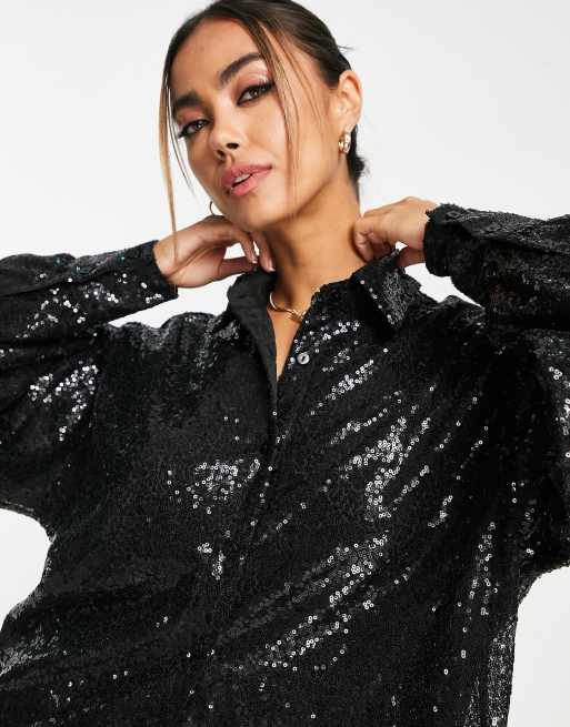 Black Sequin Shirt