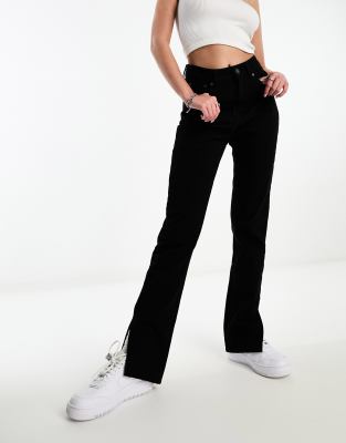 In The Style exclusive split hem straight leg jeans in black - ASOS Price Checker