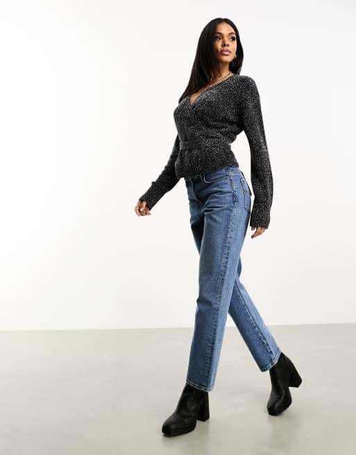 High waisted jeans with on sale cardigan