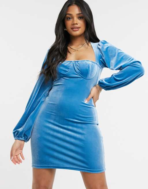 Asos blue hot sale velvet dress