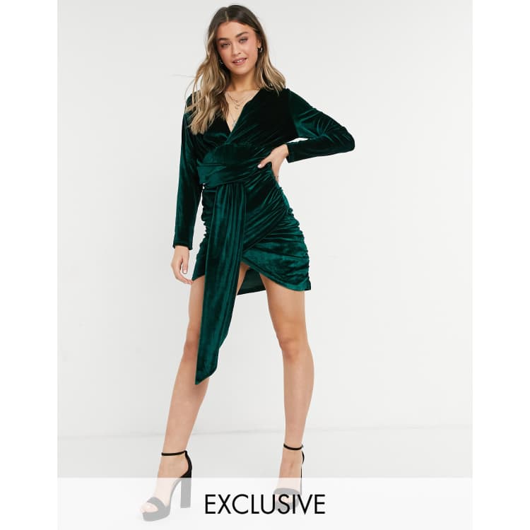 Green velvet dress asos best sale