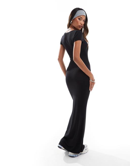 In The Style fITS slinky sculpt square neck short sleeve maxi