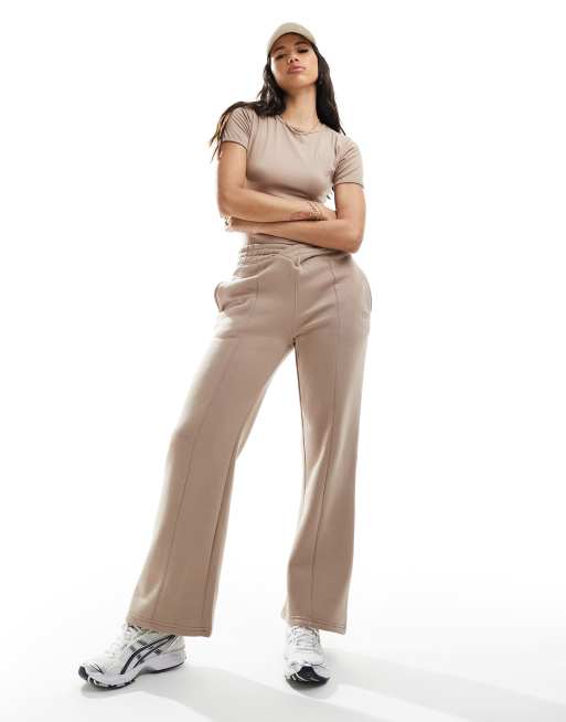 In The Style Fits v front wide leg trackies in mocha (part of a set)