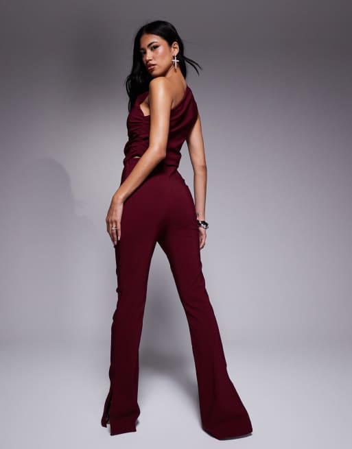 In The Style - Flare-broek van bengaline in rood, deel van co-ord set, 2 van 5
